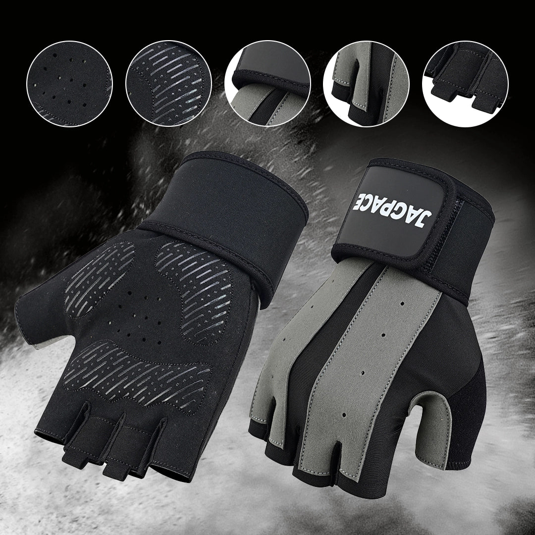 Gym & Weightlifting Gloves Half Finger Padded Non Slip Gloves with Wrist Support