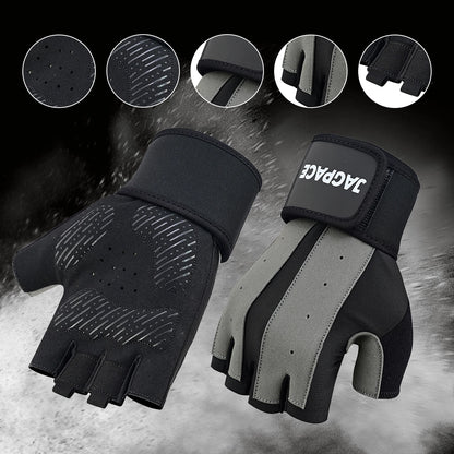 Gym & Weightlifting Gloves Half Finger Padded Non Slip Gloves with Wrist Support