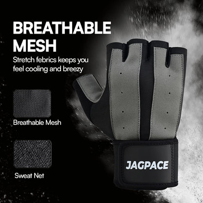 Gym & Weightlifting Gloves Half Finger Padded Non Slip Gloves with Wrist Support