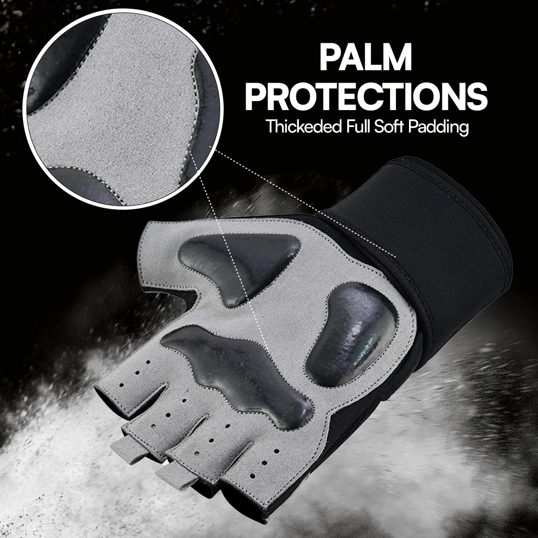 Professional Half Finger Gym Gloves with Anti Slip Padded Palm & Adjustable Wrist Strap