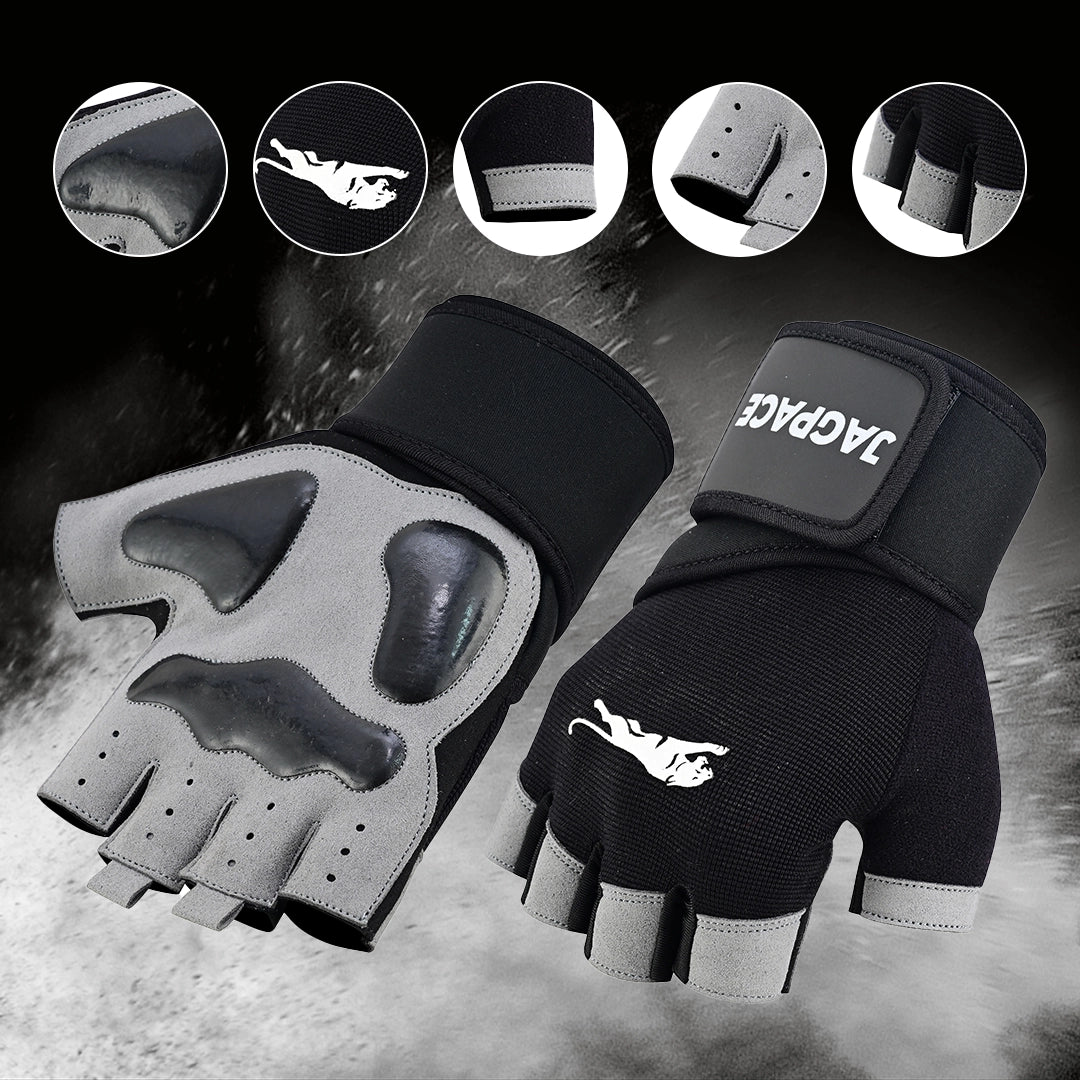 Professional Half Finger Gym Gloves with Anti Slip Padded Palm & Adjustable Wrist Strap