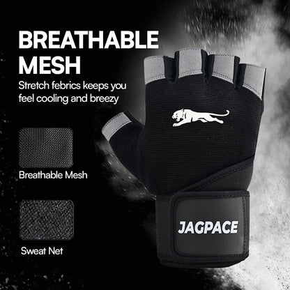 Professional Half Finger Gym Gloves with Anti Slip Padded Palm & Adjustable Wrist Strap