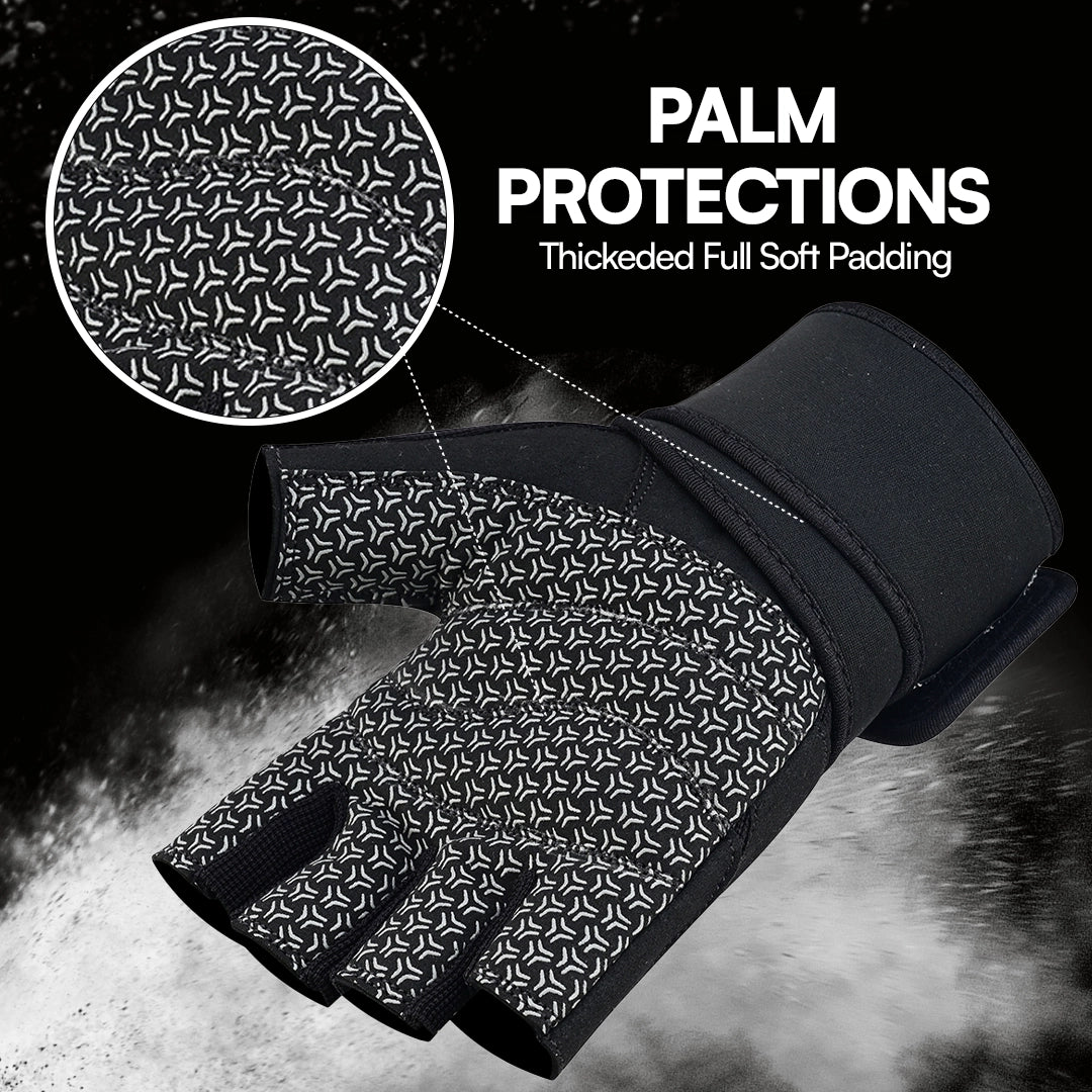 Premium Fitness Gloves Padded Grip Anti-Slip Palm Adjustable Wrist Support