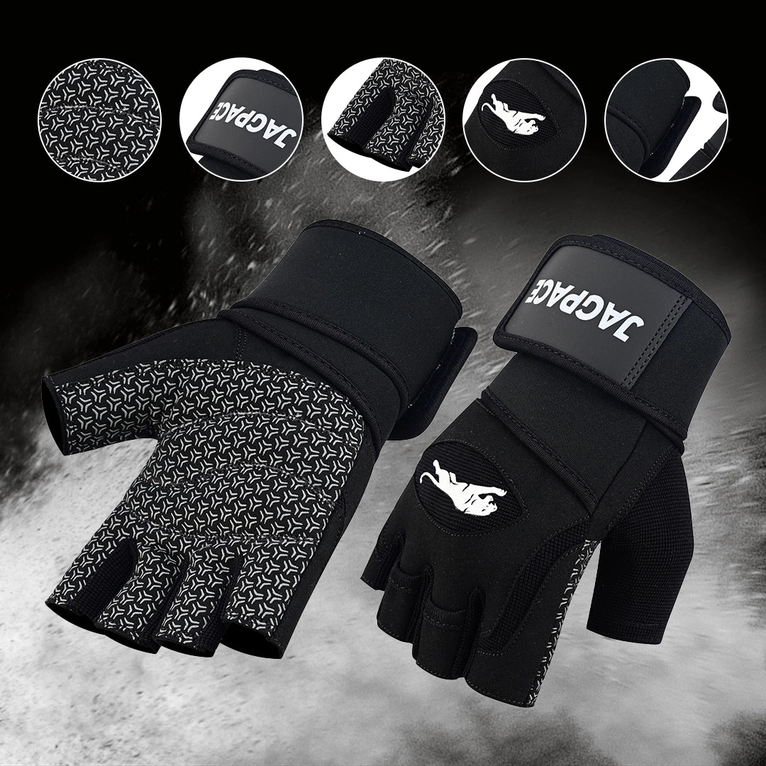 Premium Fitness Gloves Padded Grip Anti-Slip Palm Adjustable Wrist Support