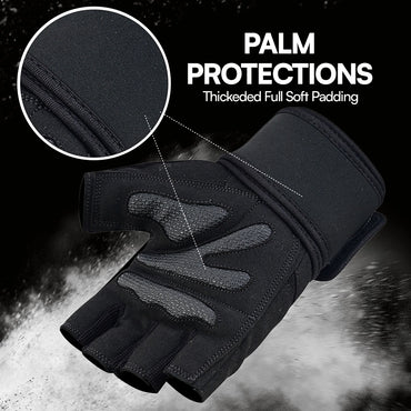 Professional Workout Gloves Half Finger Secure Padded Palm & Adjustable Wrist Support