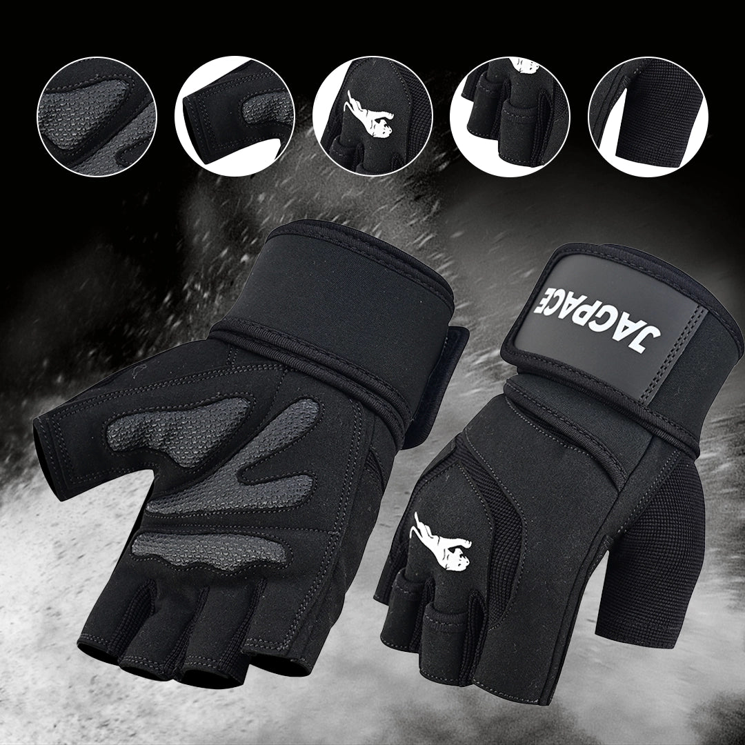Professional Workout Gloves Half Finger Secure Padded Palm & Adjustable Wrist Support