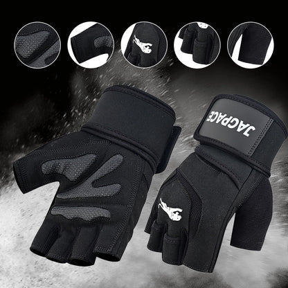 Professional Workout Gloves Half Finger Secure Padded Palm & Adjustable Wrist Support