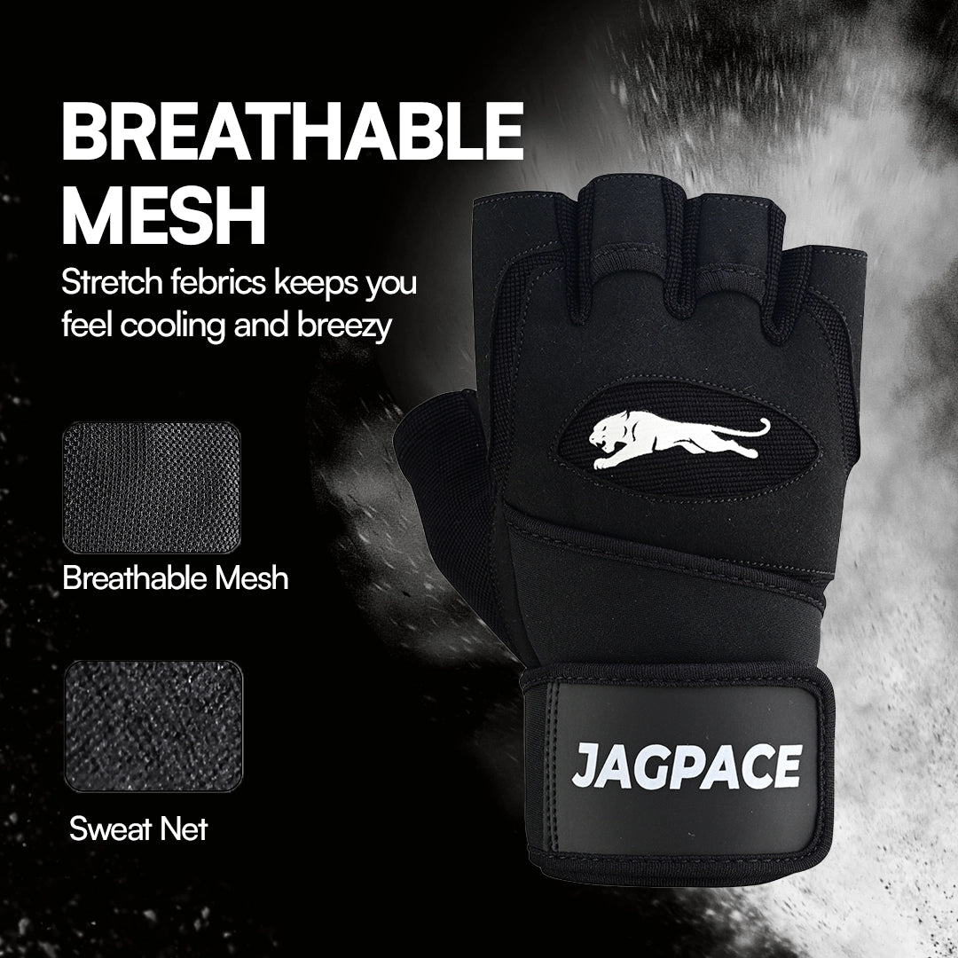 Professional Workout Gloves Half Finger Secure Padded Palm & Adjustable Wrist Support