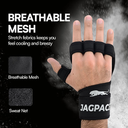 Performance Gym Gloves Fingerless, Padded Grip with Adjustable Wrist Strap