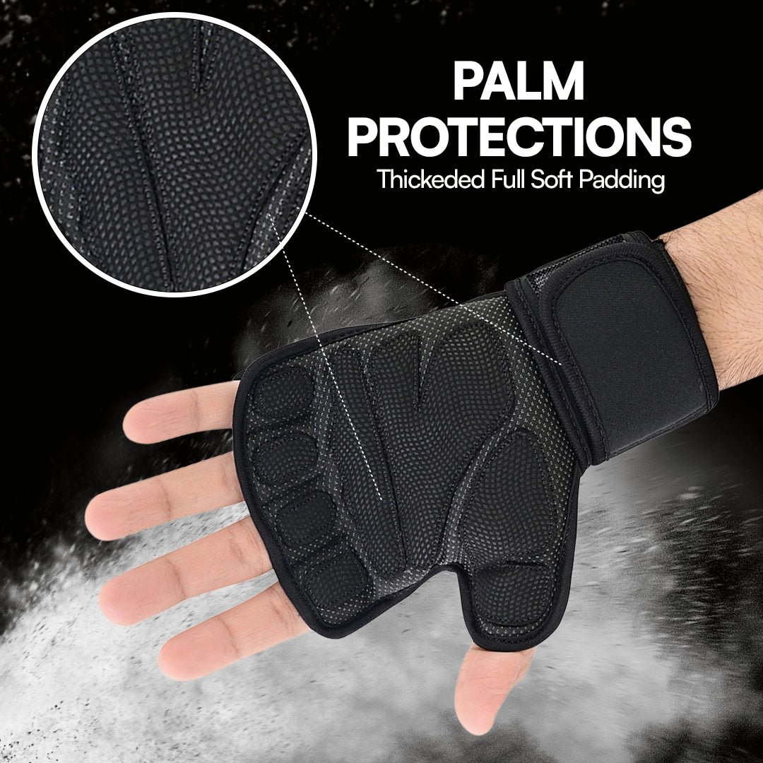 Premium Fitness Gloves Fingerless, Anti-Slip Padded Palm with Adjustable Wrist Support