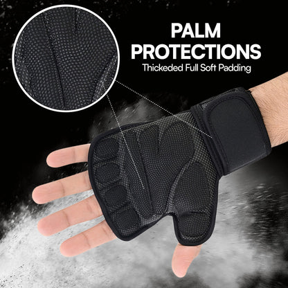 Premium Fitness Gloves Fingerless, Anti-Slip Padded Palm with Adjustable Wrist Support