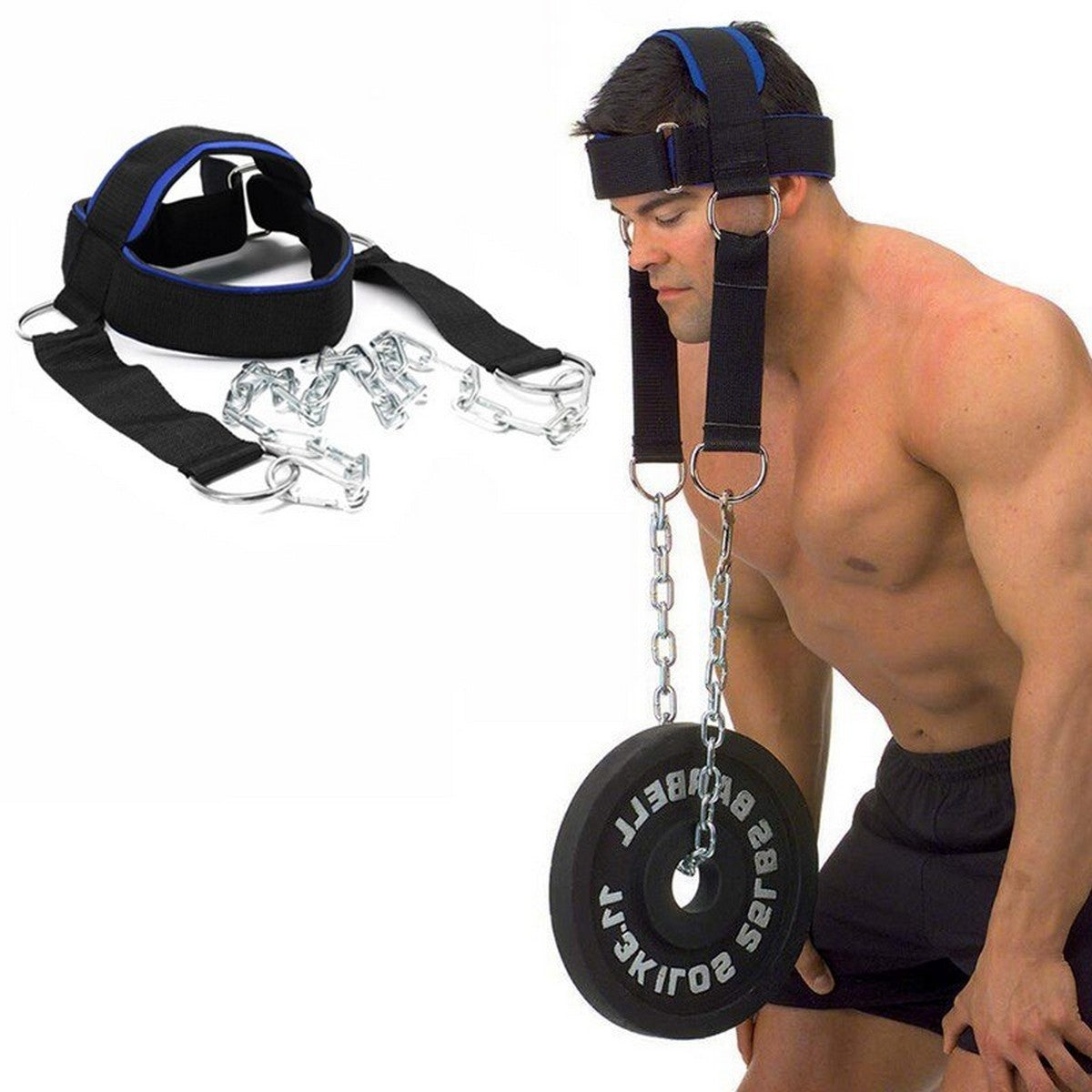 Neck Harness with Steel Chain Padded Neck Strength Trainer
