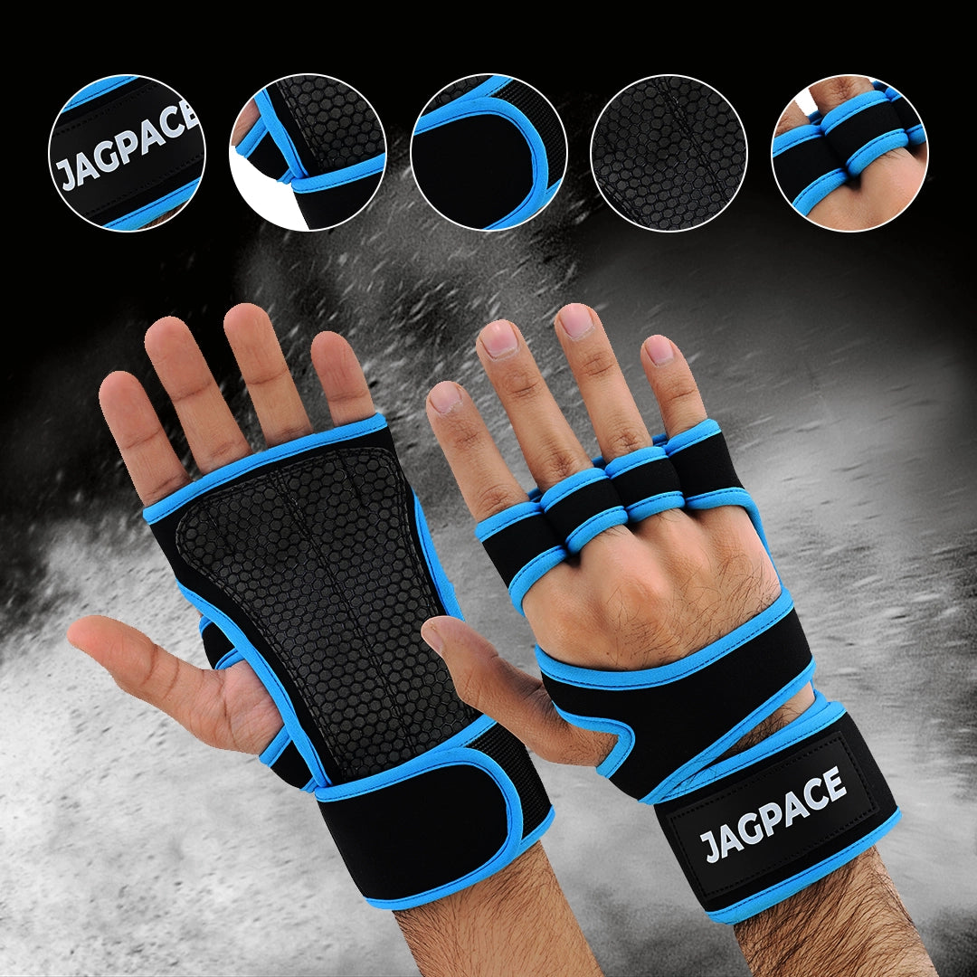 Weightlifting Grip Pads Anti-Slip Gym Gloves with Adjustable Wrist Strap