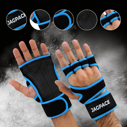 Weightlifting Grip Pads Anti-Slip Gym Gloves with Adjustable Wrist Strap