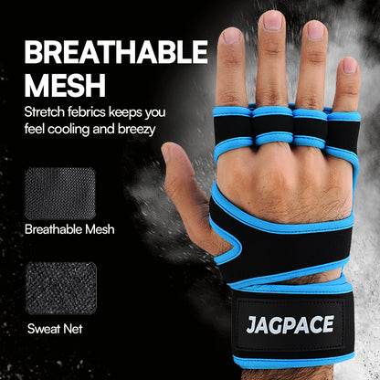Weightlifting Grip Pads Anti-Slip Gym Gloves with Adjustable Wrist Strap
