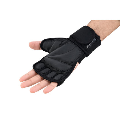 Performance Gym Gloves Fingerless, Padded Grip with Adjustable Wrist Strap