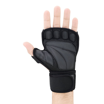 Performance Gym Gloves Fingerless, Padded Grip with Adjustable Wrist Strap