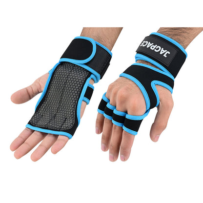 Weightlifting Grip Pads Anti-Slip Gym Gloves with Adjustable Wrist Strap