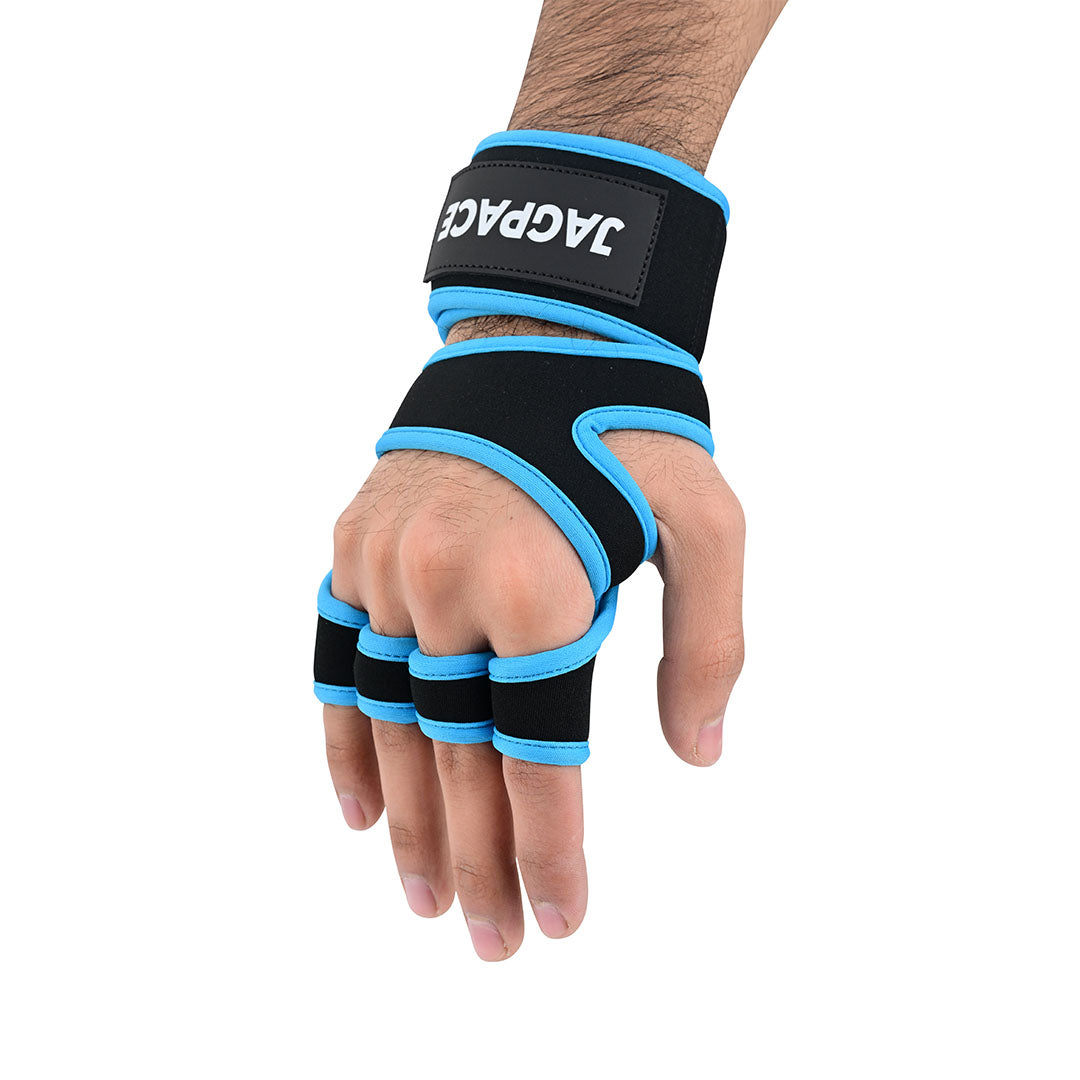 Weightlifting Grip Pads Anti-Slip Gym Gloves with Adjustable Wrist Strap