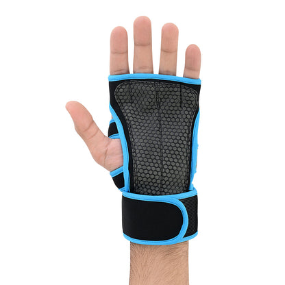 Weightlifting Grip Pads Anti-Slip Gym Gloves with Adjustable Wrist Strap